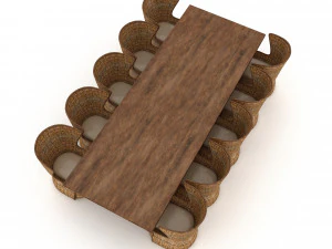 Modern dining table 03 3D Model