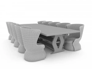 Modern dining table 03 3D Model