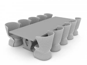 Modern dining table 03 3D Model