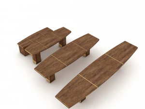 Wooden ship tables model 3D Model