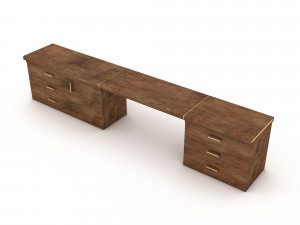 3D wooden ship tables 02 3D Model