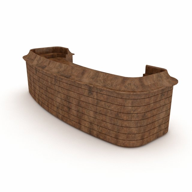 Wooden reception 02 3D Model .c4d .max .obj .3ds .fbx .stl .blend 