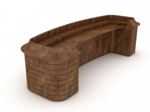Wooden reception 02 3D Model