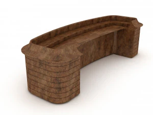 Wooden reception 02 3D Model