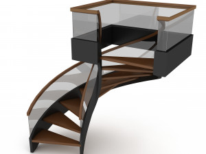 3D wooden stair 3D Model