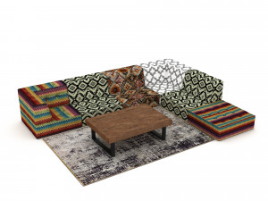 3D ethnic sitting group model 3D 모델