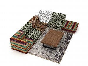 3D ethnic sitting group model 3Dモデル