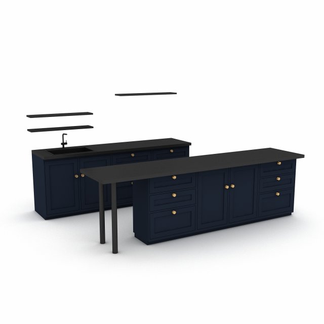 3d modern kitchen design 02 Model 3D .c4d .max .obj .3ds .fbx .stl .blend 