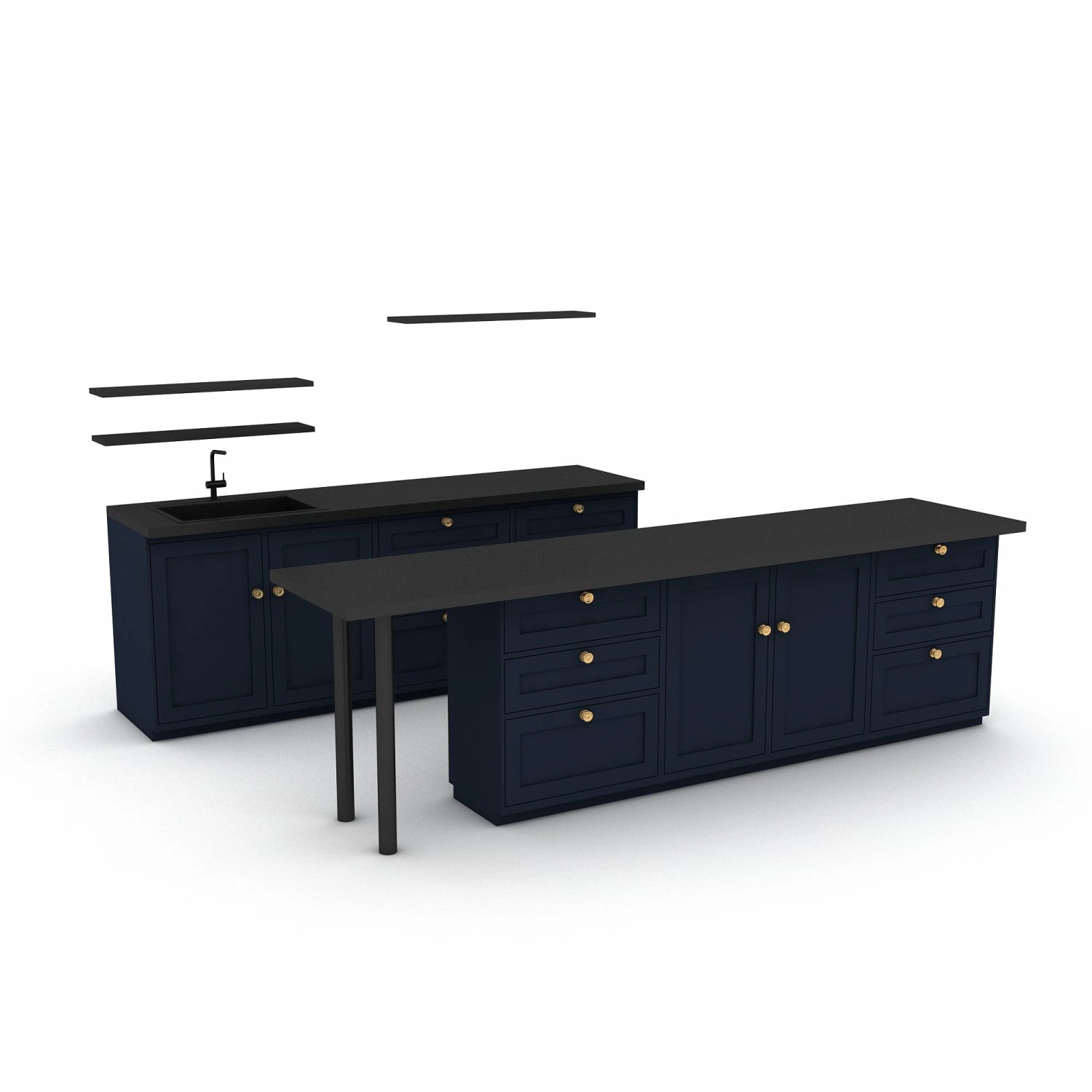 3d modern kitchen design 02 3D Model .c4d .max .obj .3ds .fbx .stl .blend 