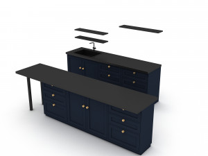 3d modern kitchen design 02 Model 3D