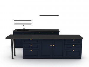 3d modern kitchen design 02 Model 3D