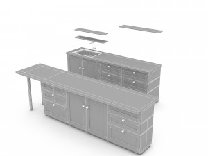 3d modern kitchen design 02 Model 3D