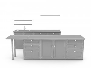 3d modern kitchen design 02 Model 3D