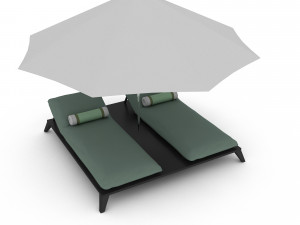 sunbeds and umbrellas 3D Model