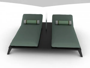 sunbeds and umbrellas 3D Model