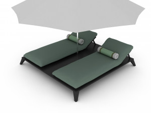 sunbeds and umbrellas 3D 모델