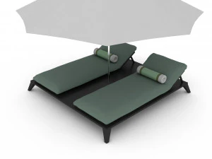 sunbeds and umbrellas 3D Model