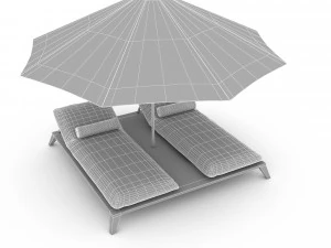 sunbeds and umbrellas 3D Model