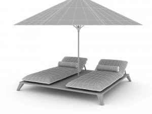 sunbeds and umbrellas 3D Model