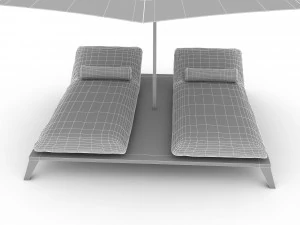 sunbeds and umbrellas 3D Model