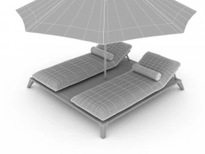 sunbeds and umbrellas 3D Model