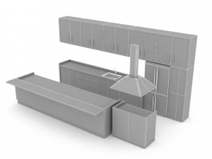 3d modern kitchen design 05 3D Model