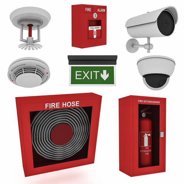 Security System Collection Modèle 3D .c4d .max .obj .3ds .fbx .stl .blend 