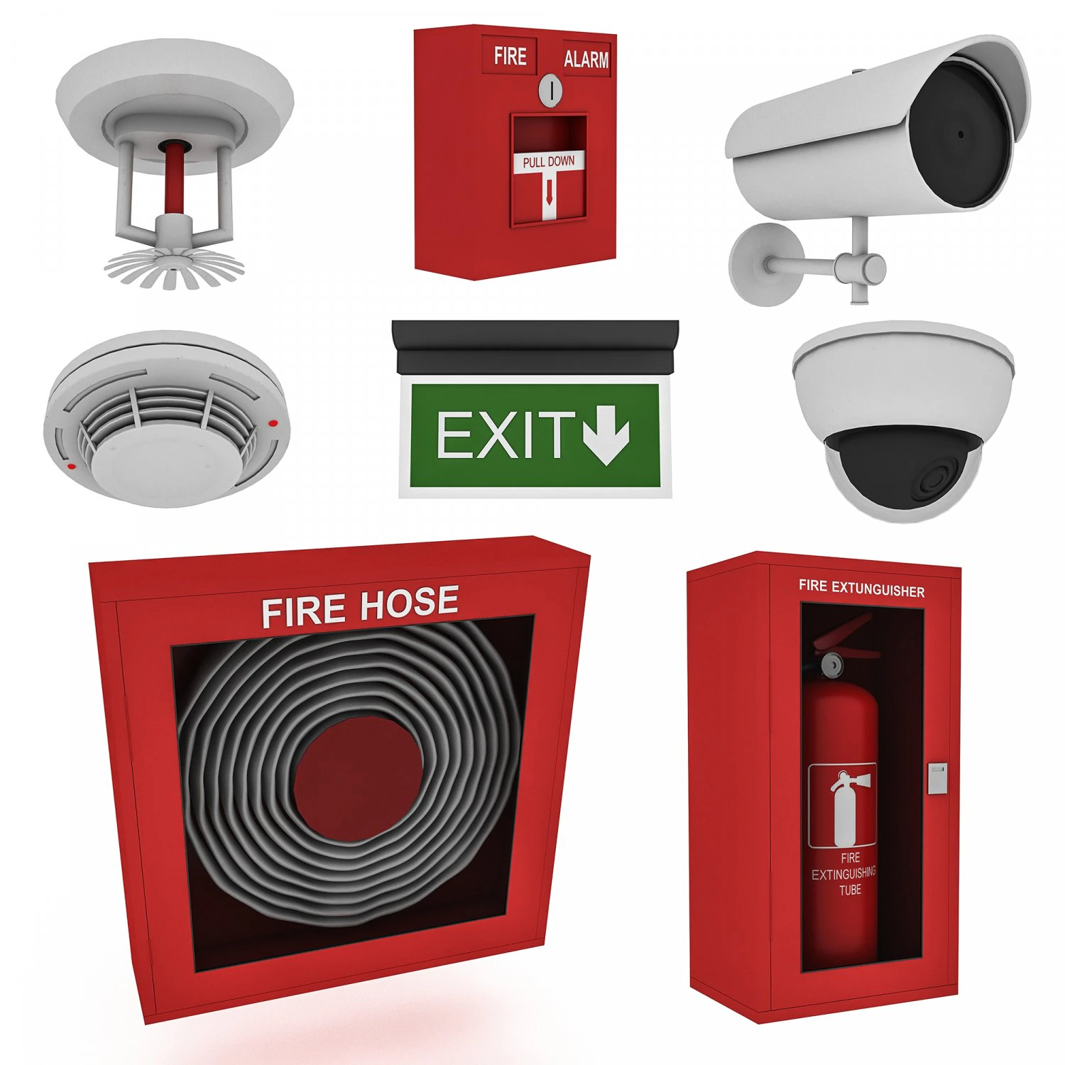 Security System Collection 3D Model .c4d .max .obj .3ds .fbx .stl .blend 