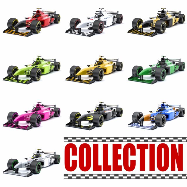 Formula car collection 3D 模型 .c4d .max .obj .3ds .fbx .stl .blend