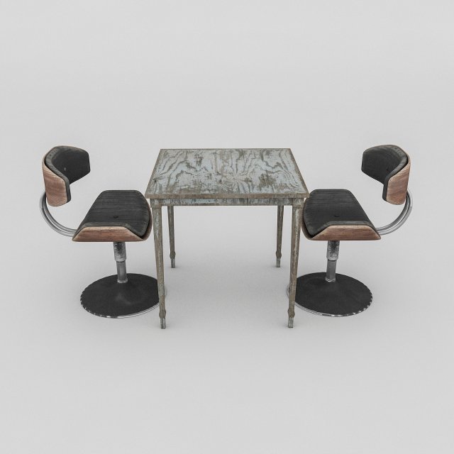 3D old chair and table 3D 모델 .c4d .max .obj .3ds .fbx .stl .blend 