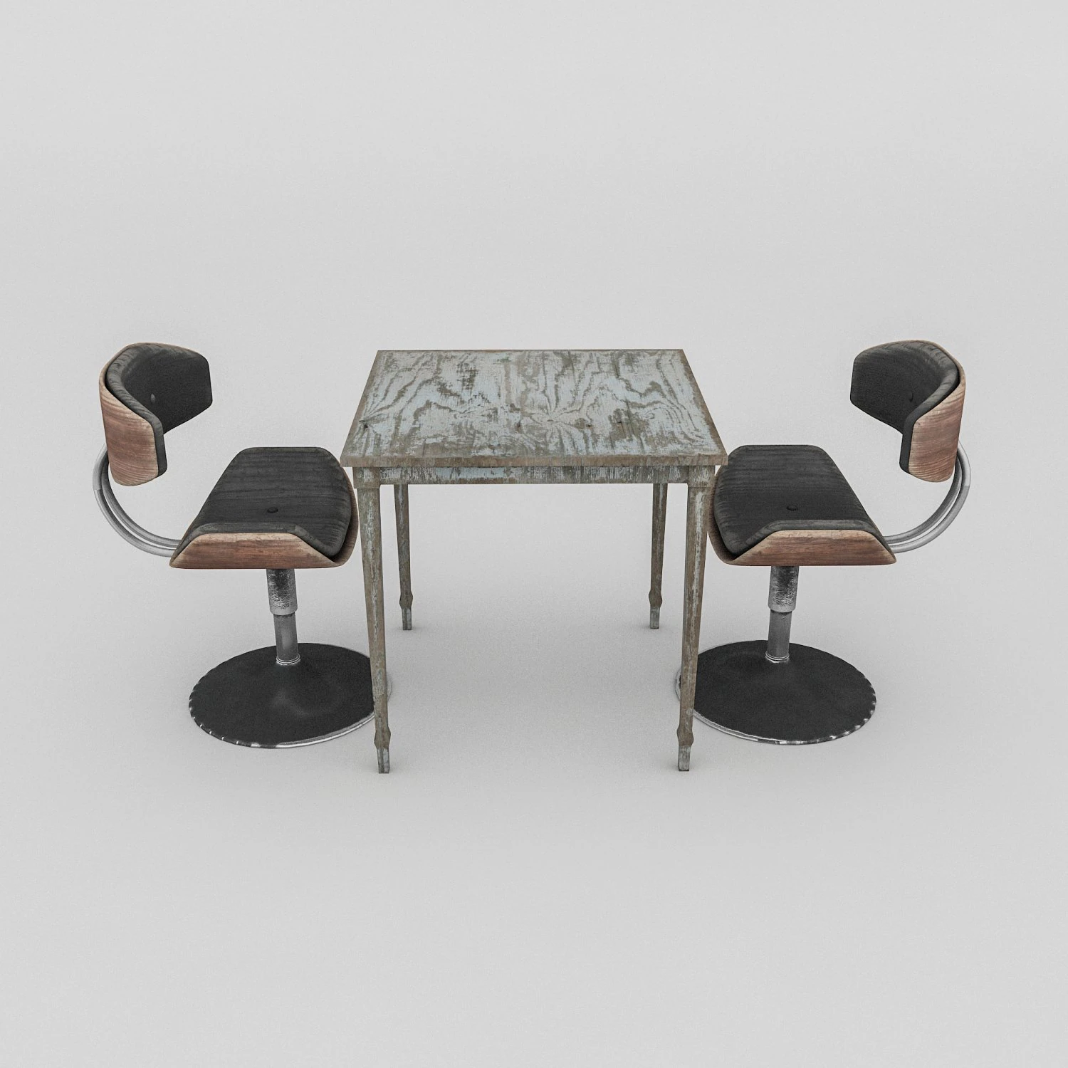 3D old chair and table 3D Model .c4d .max .obj .3ds .fbx .stl .blend 