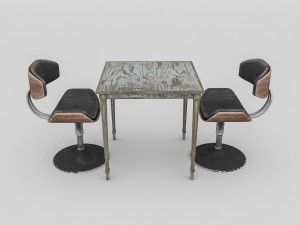 3D old chair and table 3D Модель