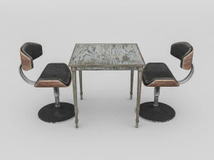 3D eski sandalye ve masa 3D Model
