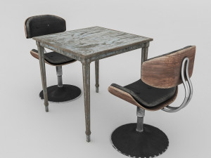 3D old chair and table 3D 모델