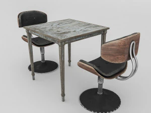3D old chair and table 3D Model