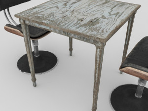 3D old chair and table 3D 모델