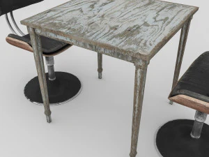 3D old chair and table 3D Model