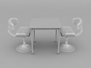 3D old chair and table 3D 모델