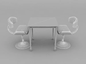 3D old chair and table 3D Model