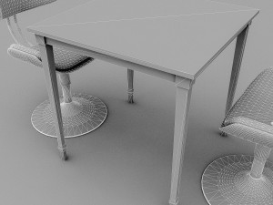 3D old chair and table 3D 모델