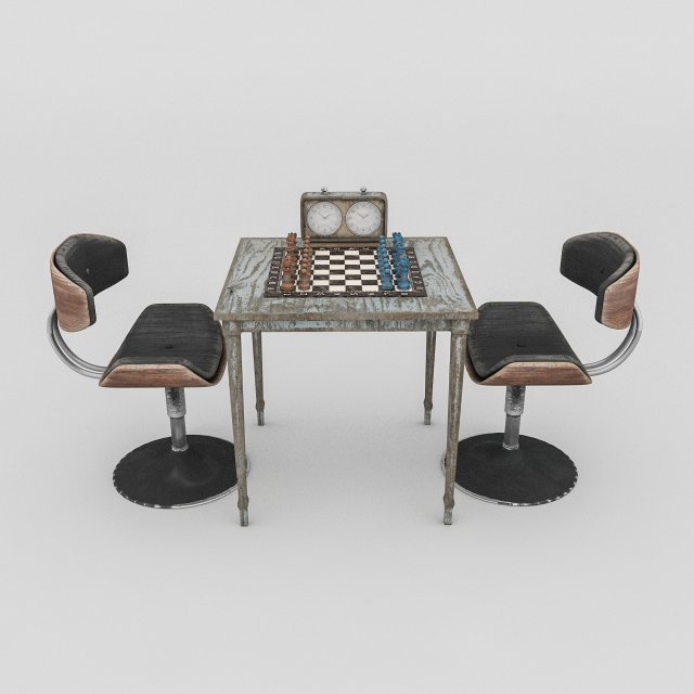 Chess set and table chair model 3Dモデル .c4d .max .obj .3ds .fbx .stl .blend 