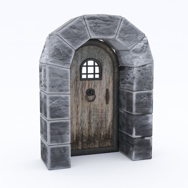 Old castle gate model Model 3D .c4d .max .obj .3ds .fbx .stl .blend 