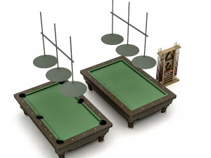3D billiard hall assets model 3D Model