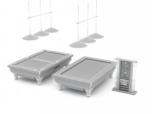 3D billiard hall assets model 3D Model