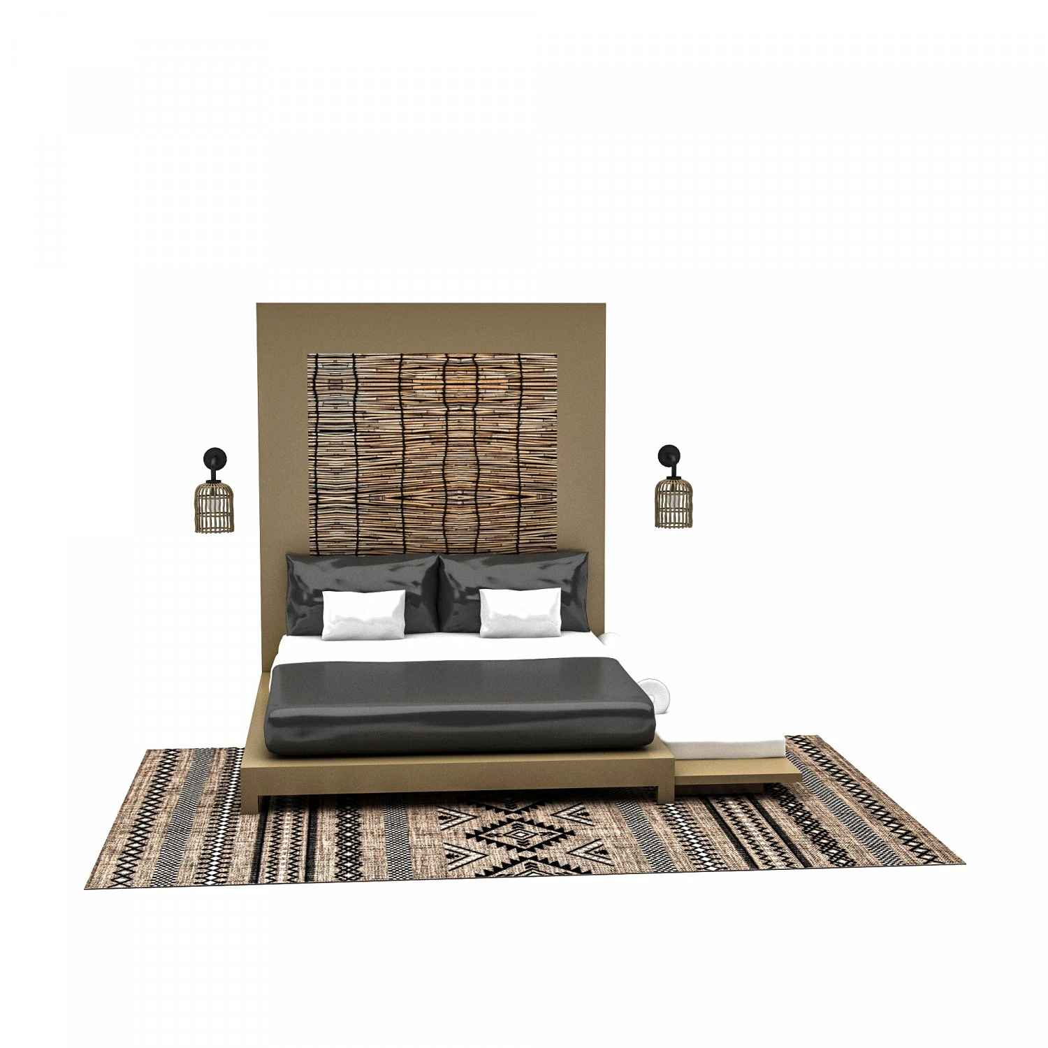 bohemian bed 01 3D Model .c4d .max .obj .3ds .fbx .stl .blend