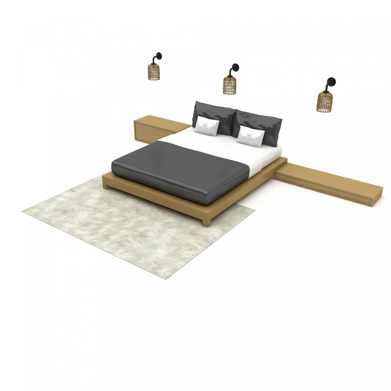 Bohemian bed 02 3D Model .c4d .max .obj .3ds .fbx .stl .blend