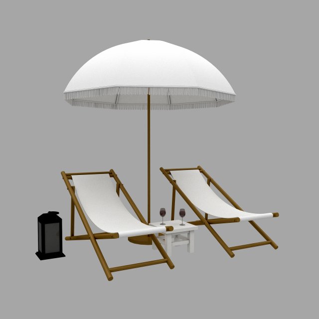 3D bohemian sunbed and umbrella model Model 3D .c4d .max .obj .3ds .fbx .stl .blend 