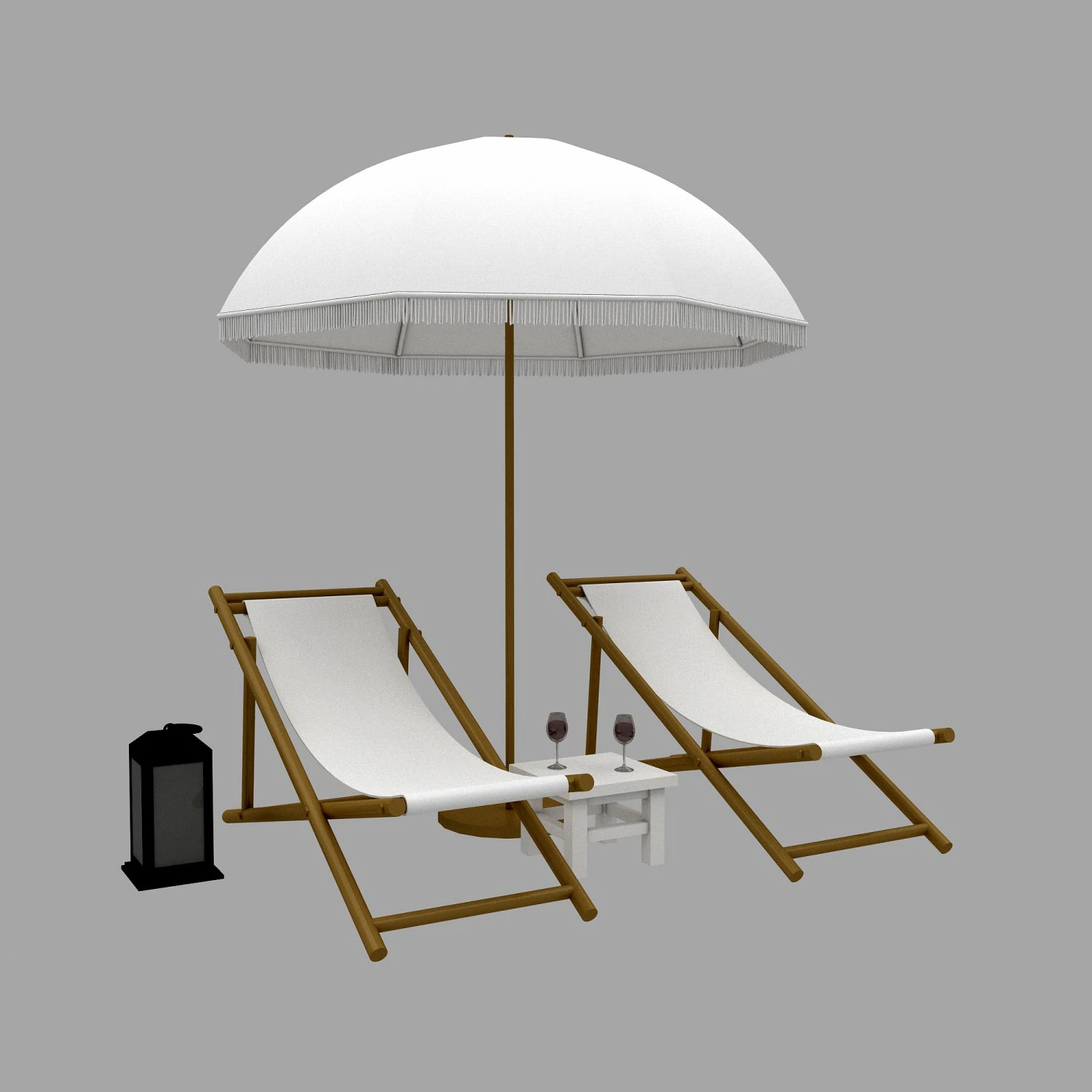 3D bohemian sunbed and umbrella model 3D Model .c4d .max .obj .3ds .fbx .stl .blend 