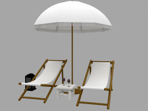 3D bohemian sunbed and umbrella model Model 3D