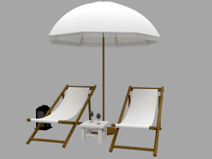 3D bohemian sunbed and umbrella model 3D Model